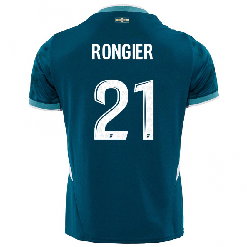 Kandiny Niño Camiseta Valentin Rongier #21 Azul Turquesa 2ª Equipación 2024/25 La Camisa México