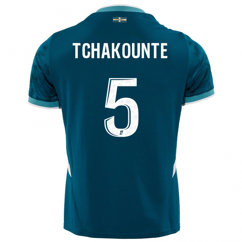 Kandiny Bambino Maglia Annaëlle Tchakounté #5 Turchese Blu Kit Gara Away 2024/25 Maglietta