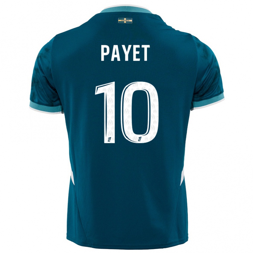 Kandiny Kinderen Dimitri Payet #10 Turkoois Blauw Uitshirt Uittenue 2024/25 T-Shirt