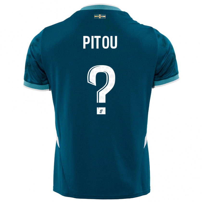 Kandiny Bambino Maglia Jonathan Pitou #0 Turchese Blu Kit Gara Away 2024/25 Maglietta