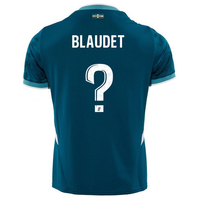 Kandiny Kinderen David Blaudet #0 Turkoois Blauw Uitshirt Uittenue 2024/25 T-Shirt