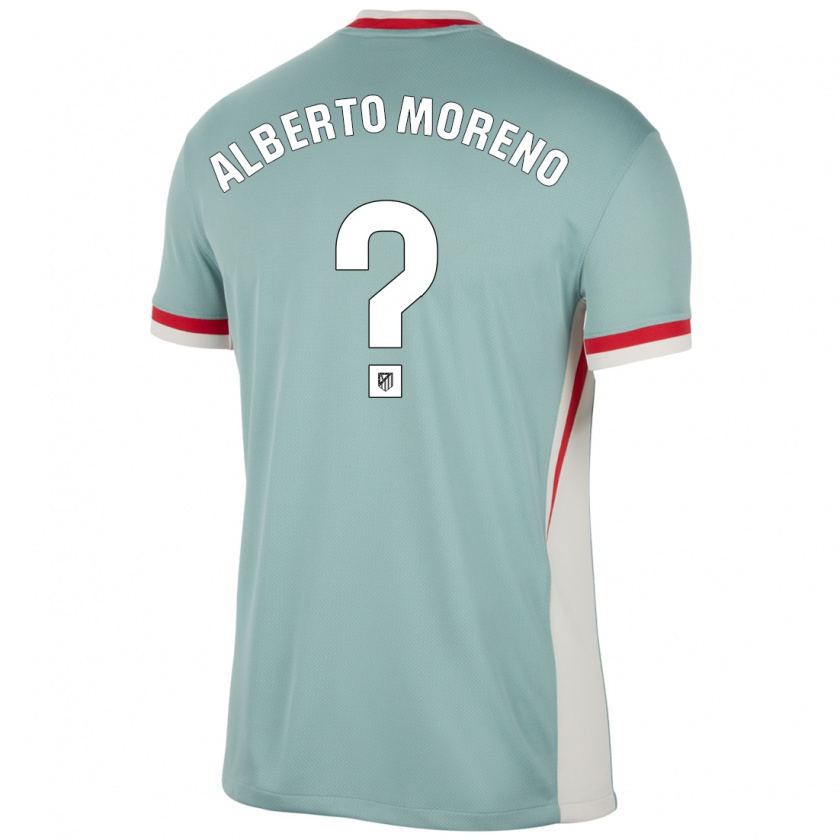 Kandiny Bambino Maglia Alberto Moreno #0 Beige Chiaro Blu Kit Gara Away 2024/25 Maglietta