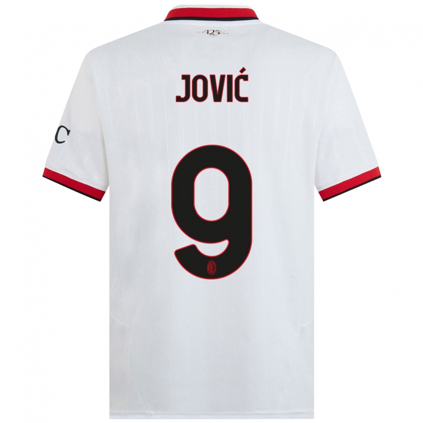 Kandiny Kinderen Luka Jović #9 Wit Zwart Rood Uitshirt Uittenue 2024/25 T-Shirt