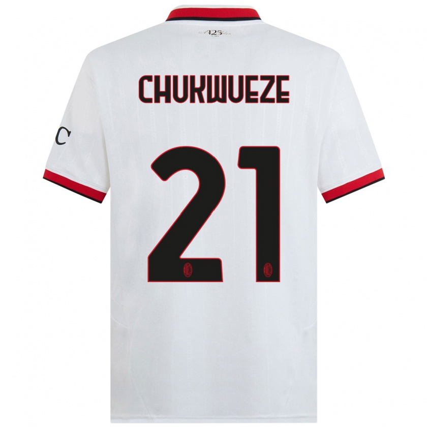 Kandiny Kinderen Samuel Chukwueze #21 Wit Zwart Rood Uitshirt Uittenue 2024/25 T-Shirt