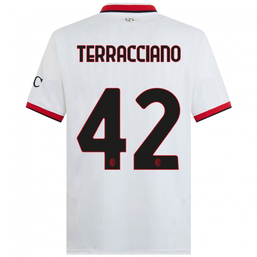 Kandiny Bambino Maglia Filippo Terracciano #42 Bianco Nero Rosso Kit Gara Away 2024/25 Maglietta