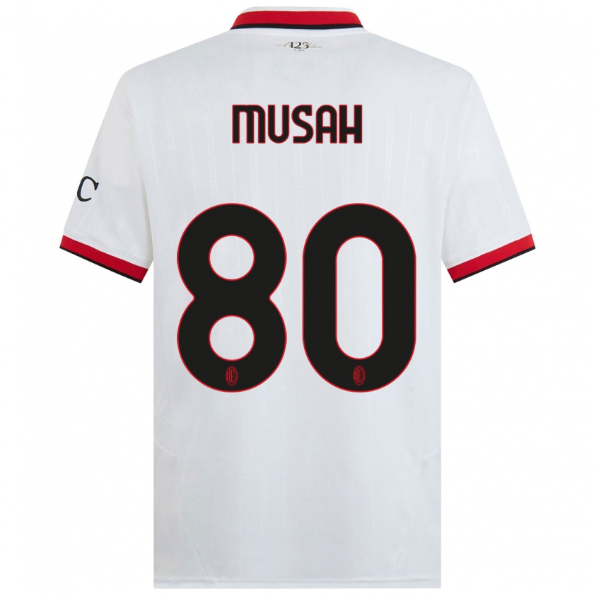 Kandiny Bambino Maglia Yunus Musah #80 Bianco Nero Rosso Kit Gara Away 2024/25 Maglietta