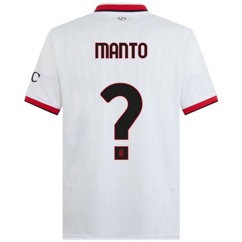 Kandiny Bambino Maglia Gaetano Manto #0 Bianco Nero Rosso Kit Gara Away 2024/25 Maglietta