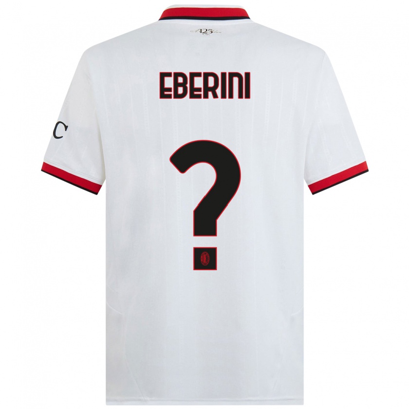 Kandiny Bambino Maglia Daniele Eberini #0 Bianco Nero Rosso Kit Gara Away 2024/25 Maglietta