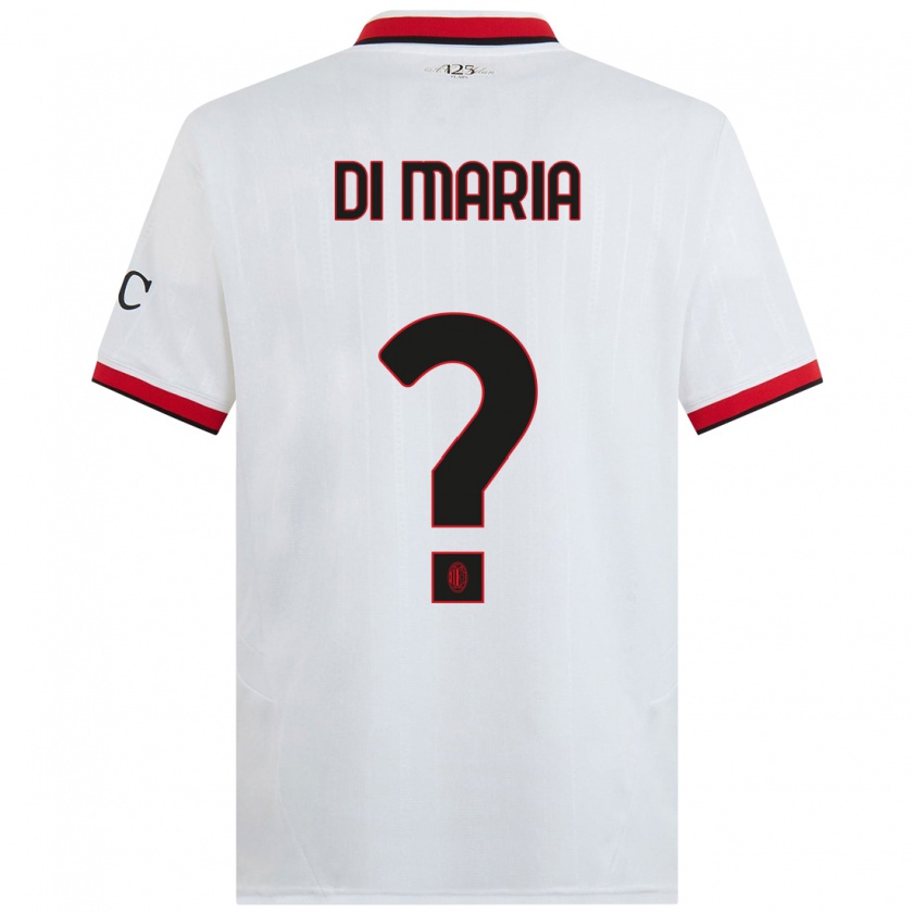 Kandiny Bambino Maglia Alessandro Di Maria #0 Bianco Nero Rosso Kit Gara Away 2024/25 Maglietta