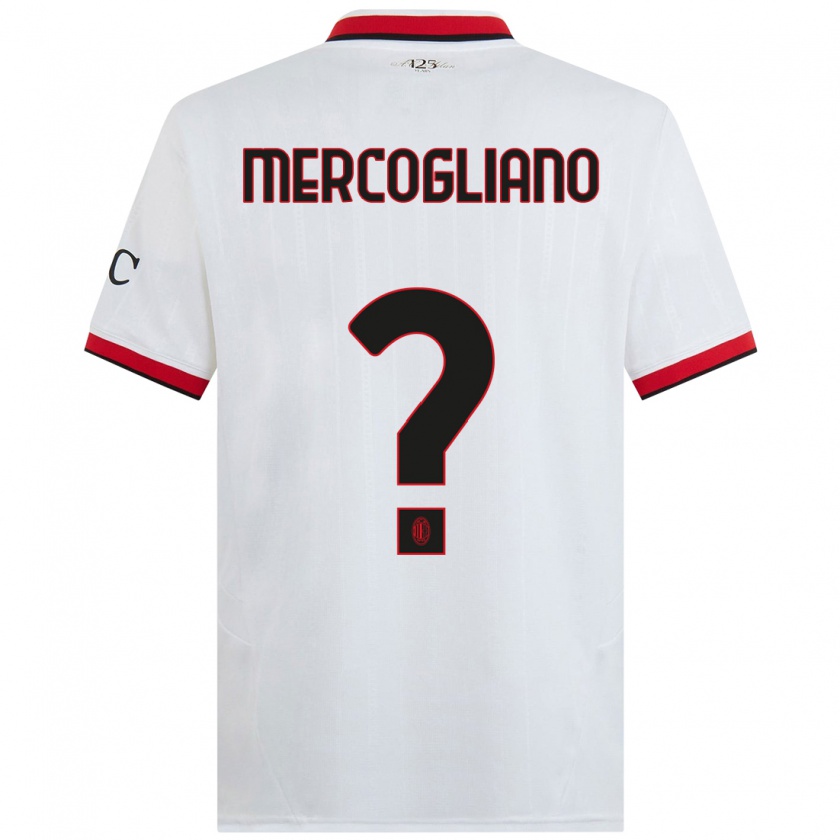 Kandiny Bambino Maglia Mattia Mercogliano #0 Bianco Nero Rosso Kit Gara Away 2024/25 Maglietta