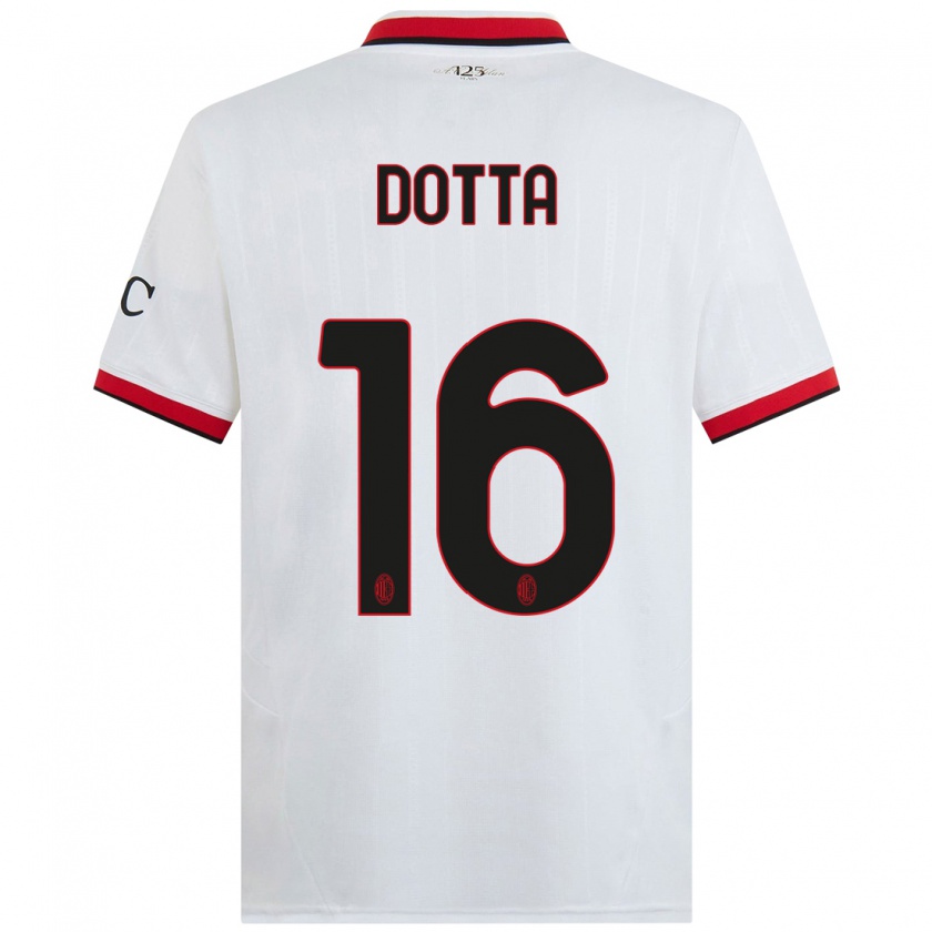 Kandiny Kinderen Cristiano Dotta #16 Wit Zwart Rood Uitshirt Uittenue 2024/25 T-Shirt