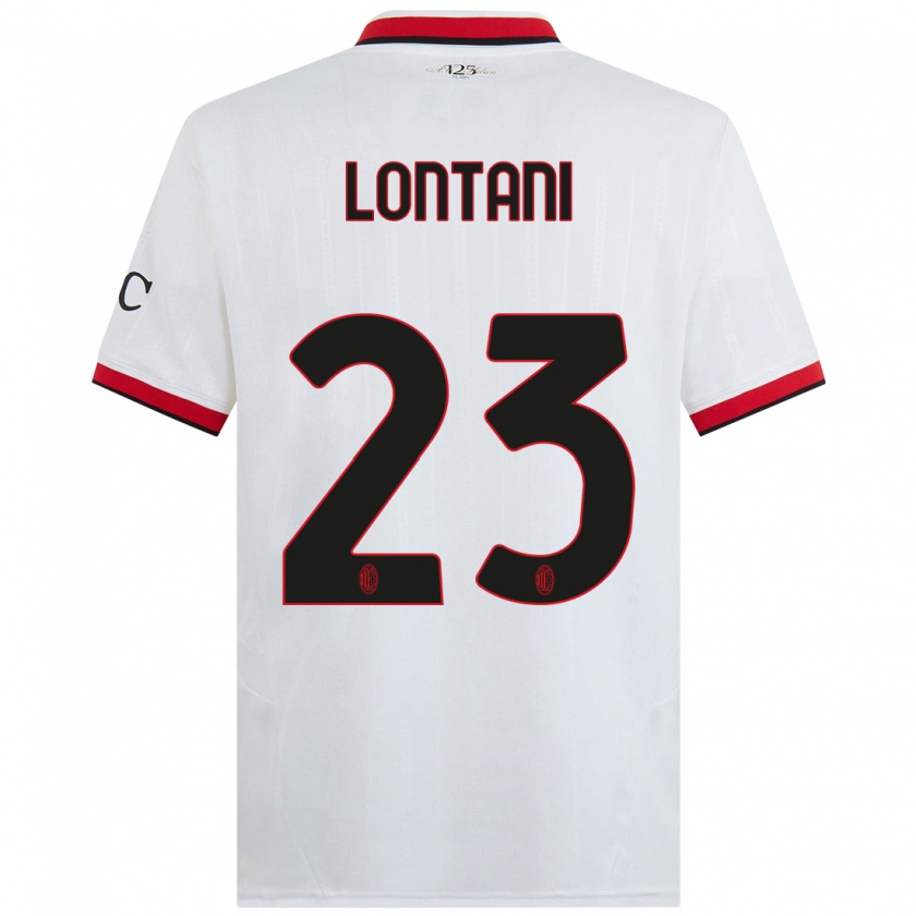 Kandiny Bambino Maglia Simone Lontani #23 Bianco Nero Rosso Kit Gara Away 2024/25 Maglietta