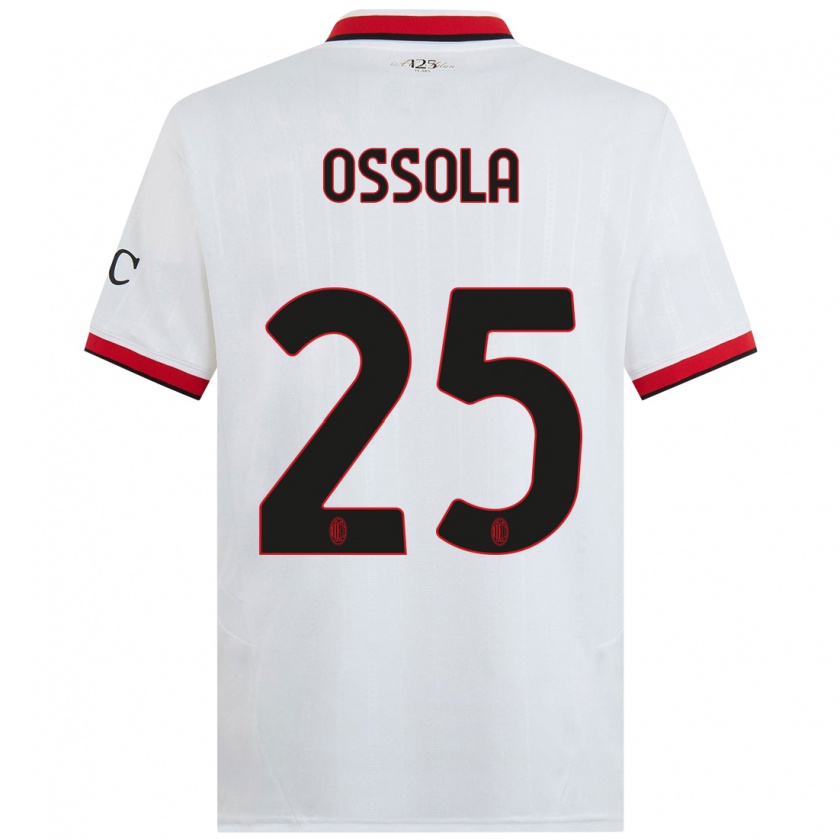 Kandiny Niño Camiseta Lorenzo Ossola #25 Blanco Negro Rojo 2ª Equipación 2024/25 La Camisa