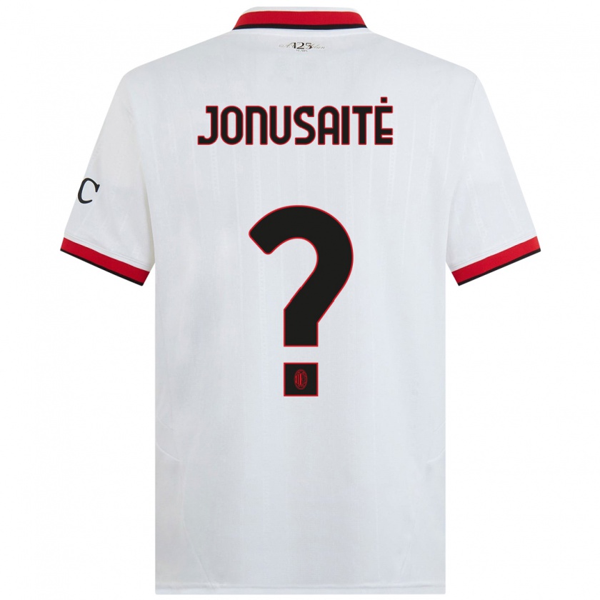 Kandiny Bambino Maglia Rimantė Jonušaitė #0 Bianco Nero Rosso Kit Gara Away 2024/25 Maglietta