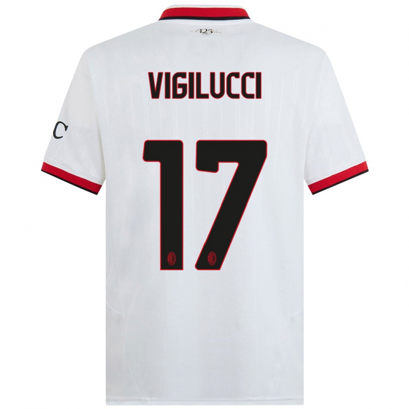 Kandiny Bambino Maglia Valery Vigilucci #17 Bianco Nero Rosso Kit Gara Away 2024/25 Maglietta