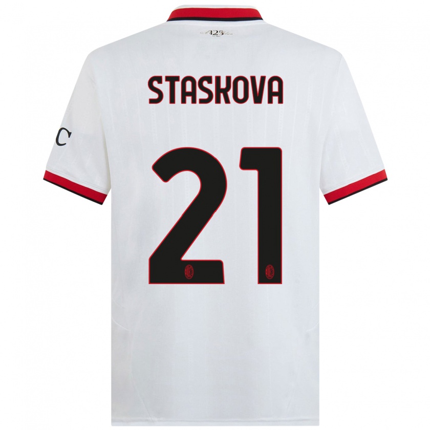 Kandiny Bambino Maglia Andrea Stašková #21 Bianco Nero Rosso Kit Gara Away 2024/25 Maglietta