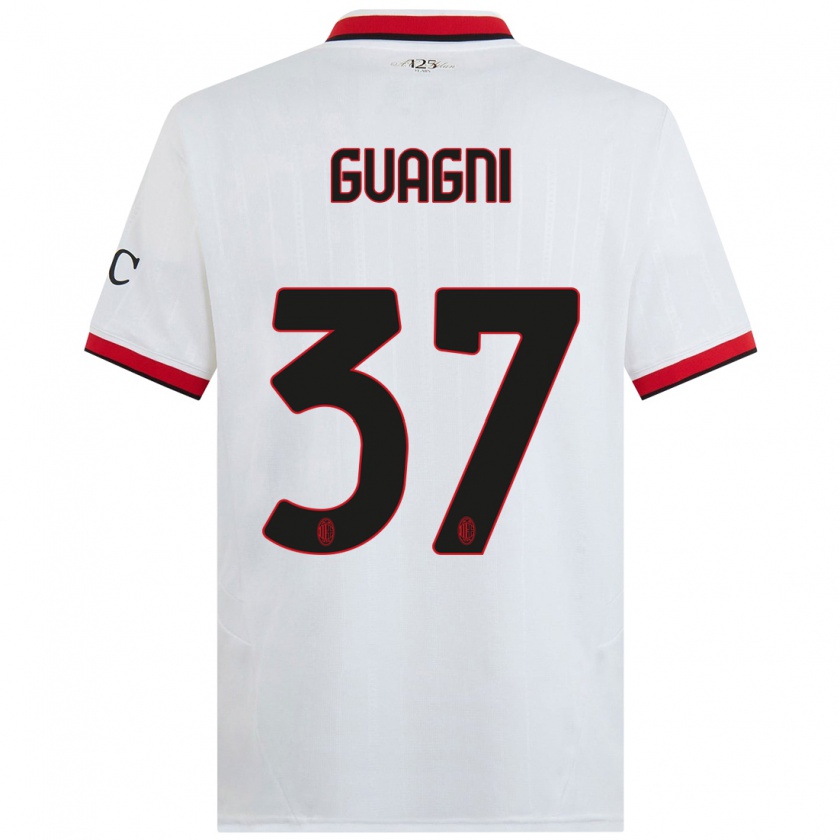 Kandiny Bambino Maglia Alia Guagni #37 Bianco Nero Rosso Kit Gara Away 2024/25 Maglietta