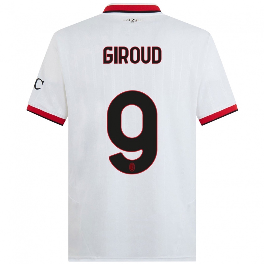 Kandiny Bambino Maglia Olivier Giroud #9 Bianco Nero Rosso Kit Gara Away 2024/25 Maglietta