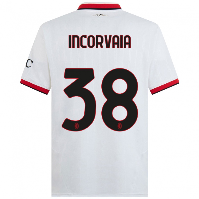 Kandiny Bambino Maglia Giovanni Incorvaia #38 Bianco Nero Rosso Kit Gara Away 2024/25 Maglietta