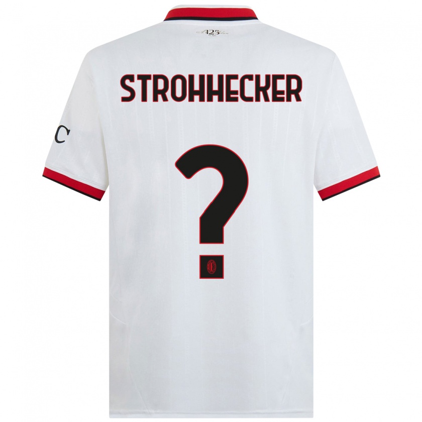 Kandiny Bambino Maglia Riccardo Strohhecker #0 Bianco Nero Rosso Kit Gara Away 2024/25 Maglietta