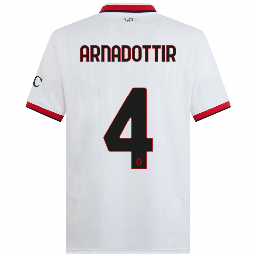 Kandiny Bambino Maglia Guony Arnadottir #4 Bianco Nero Rosso Kit Gara Away 2024/25 Maglietta