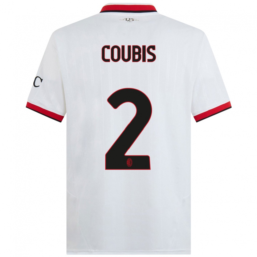 Kandiny Bambino Maglia Andrei Coubis #2 Bianco Nero Rosso Kit Gara Away 2024/25 Maglietta