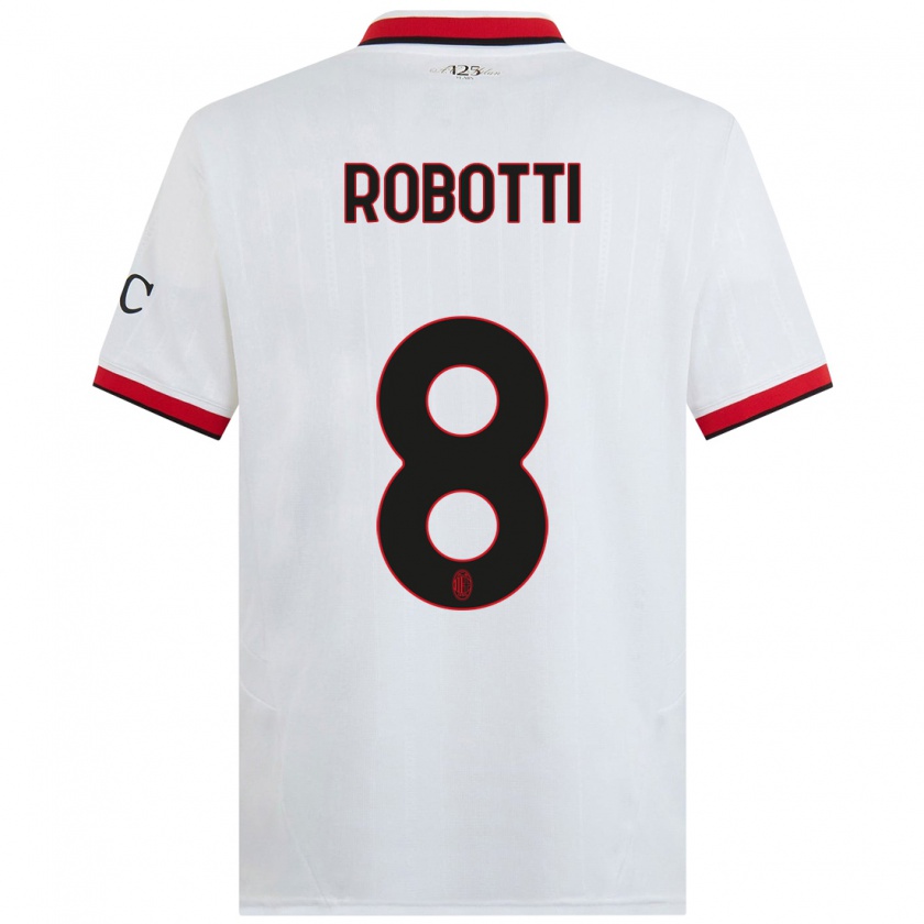 Kandiny Bambino Maglia Giovanni Robotti #8 Bianco Nero Rosso Kit Gara Away 2024/25 Maglietta