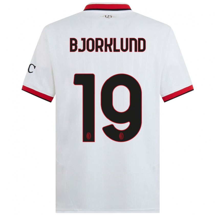 Kandiny Bambino Maglia Lukas Bjorklund #19 Bianco Nero Rosso Kit Gara Away 2024/25 Maglietta