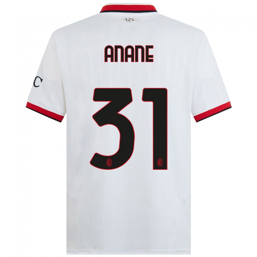 Kandiny Bambino Maglia Emmanuel Anane #31 Bianco Nero Rosso Kit Gara Away 2024/25 Maglietta