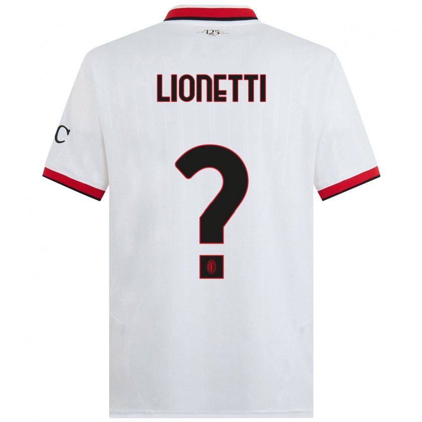 Kandiny Niño Camiseta Francesco Lionetti #0 Blanco Negro Rojo 2ª Equipación 2024/25 La Camisa