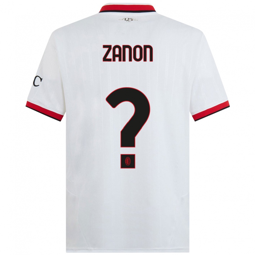 Kandiny Bambino Maglia Thomas Zanon #0 Bianco Nero Rosso Kit Gara Away 2024/25 Maglietta