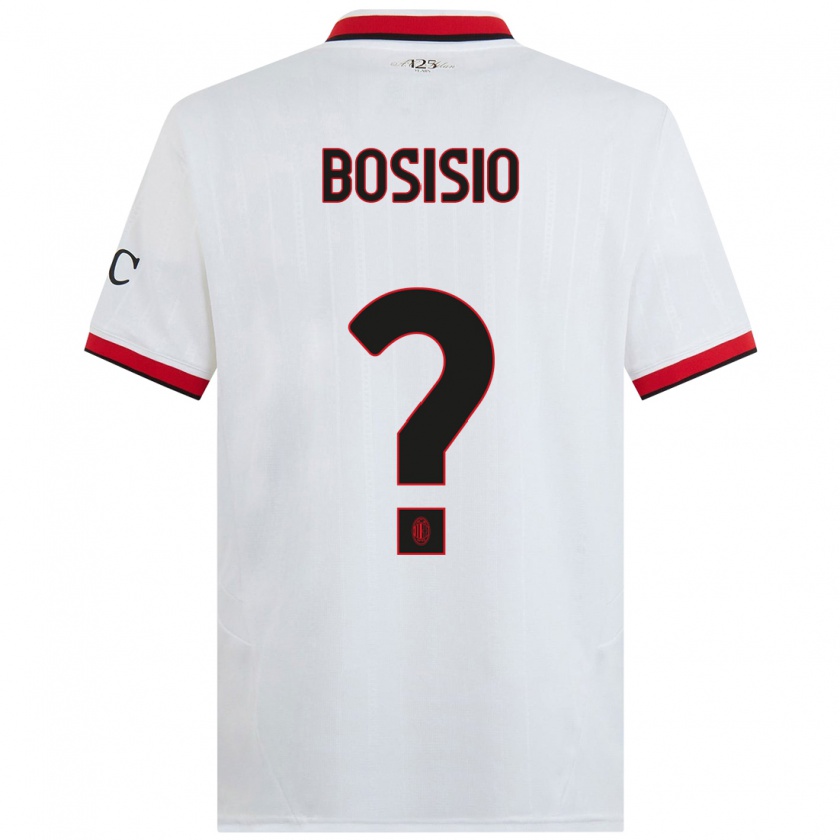 Kandiny Bambino Maglia Josue Bosisio #0 Bianco Nero Rosso Kit Gara Away 2024/25 Maglietta