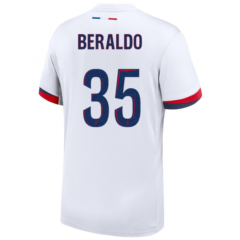 Kandiny Niño Camiseta Lucas Beraldo #35 Blanco Azul Rojo 2ª Equipación 2024/25 La Camisa México