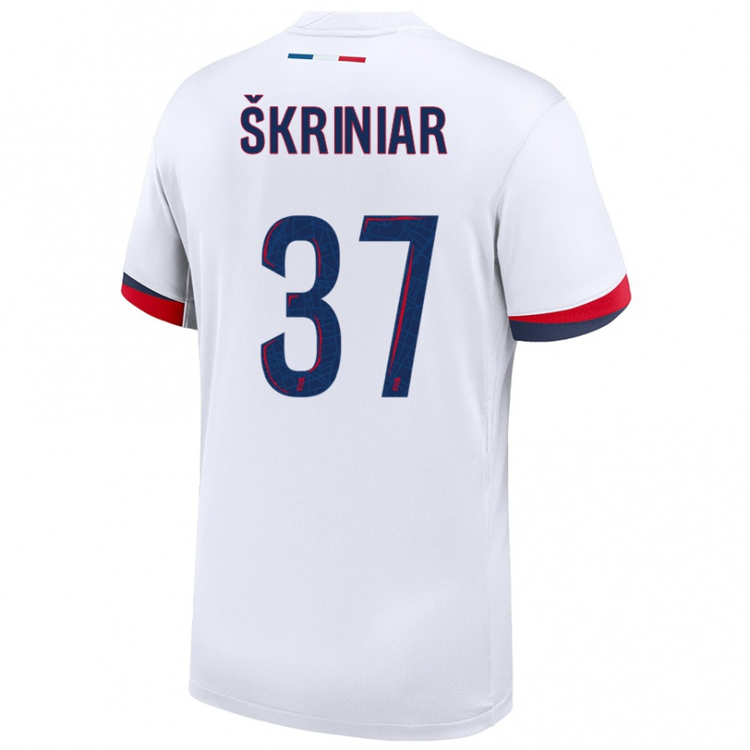 Kandiny Kinderen Milan Skriniar #37 Wit Blauw Rood Uitshirt Uittenue 2024/25 T-Shirt België