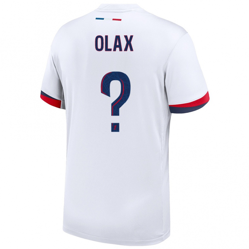 Kandiny Bambino Maglia Djamy Olax #0 Bianco Blu Rosso Kit Gara Away 2024/25 Maglietta