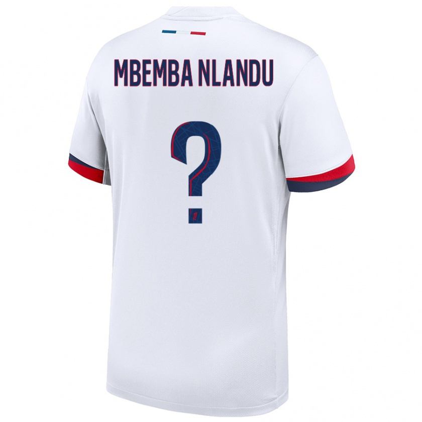 Kandiny Bambino Maglia Emmanuel Mbemba Nlandu #0 Bianco Blu Rosso Kit Gara Away 2024/25 Maglietta