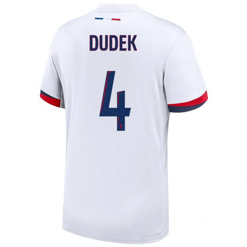 Kandiny Niño Camiseta Paulina Dudek #4 Blanco Azul Rojo 2ª Equipación 2024/25 La Camisa México