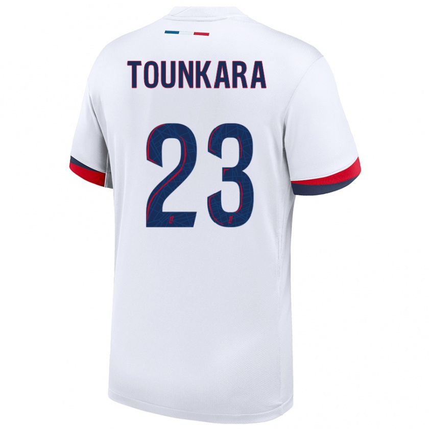 Kandiny Bambino Maglia Aïssatou Tounkara #23 Bianco Blu Rosso Kit Gara Away 2024/25 Maglietta