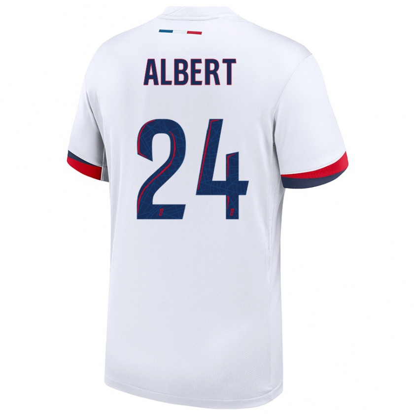 Kandiny Niño Camiseta Korbin Albert #24 Blanco Azul Rojo 2ª Equipación 2024/25 La Camisa México