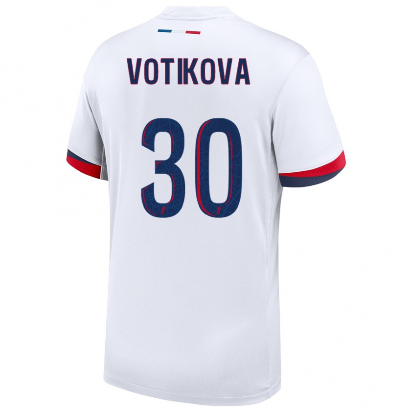 Kandiny Bambino Maglia Barbora Votikova #30 Bianco Blu Rosso Kit Gara Away 2024/25 Maglietta