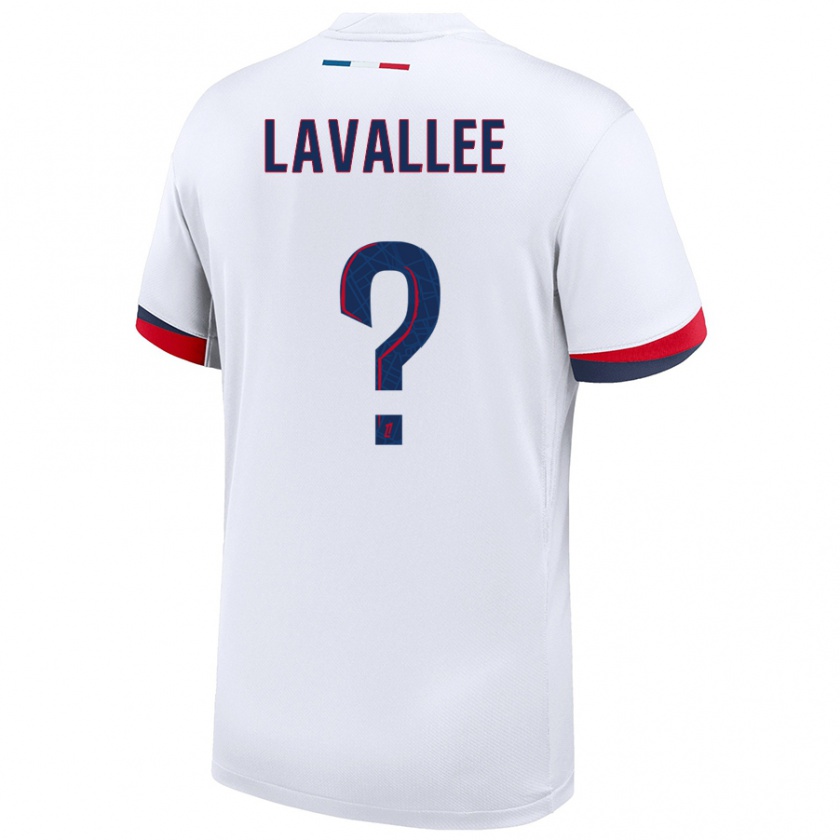 Kandiny Bambino Maglia Lucas Lavallee #0 Bianco Blu Rosso Kit Gara Away 2024/25 Maglietta