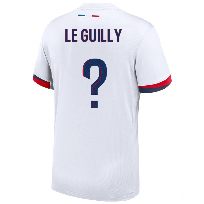 Kandiny Bambino Maglia Eden Le Guilly #0 Bianco Blu Rosso Kit Gara Away 2024/25 Maglietta