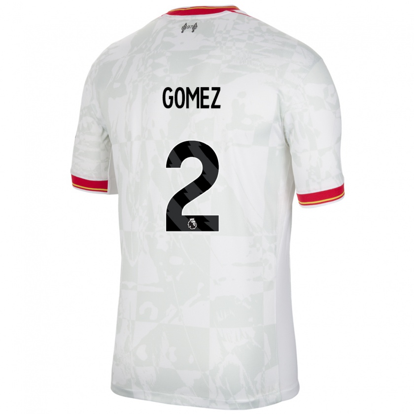 Kandiny Niño Camiseta Joe Gomez #2 Blanco Rojo Negro Equipación Tercera 2024/25 La Camisa