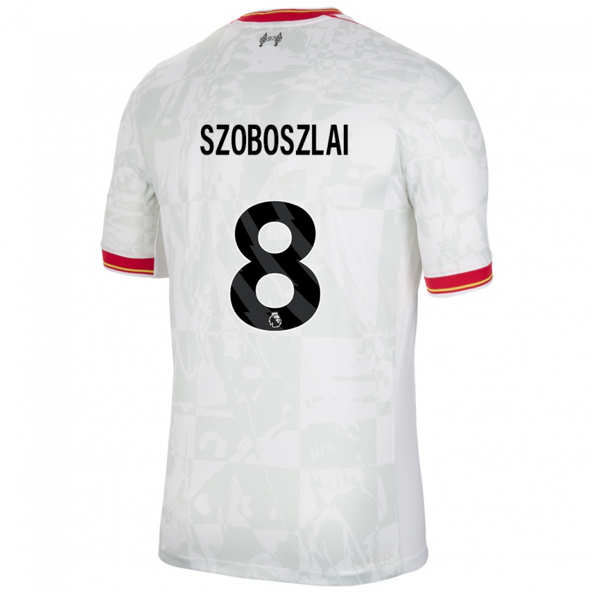 Kandiny Kinderen Dominik Szoboszlai #8 Wit Rood Zwart Thuisshirt Derde Tenue 2024/25 T-Shirt