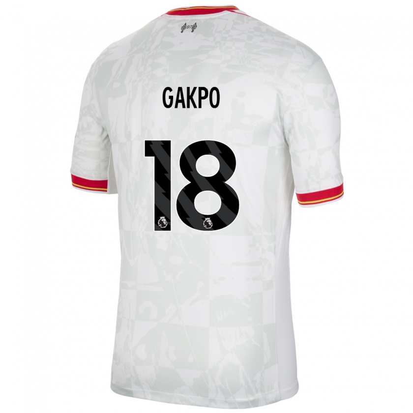 Kandiny Bambino Maglia Cody Gakpo #18 Bianco Rosso Nero Kit Gara Third 2024/25 Maglietta