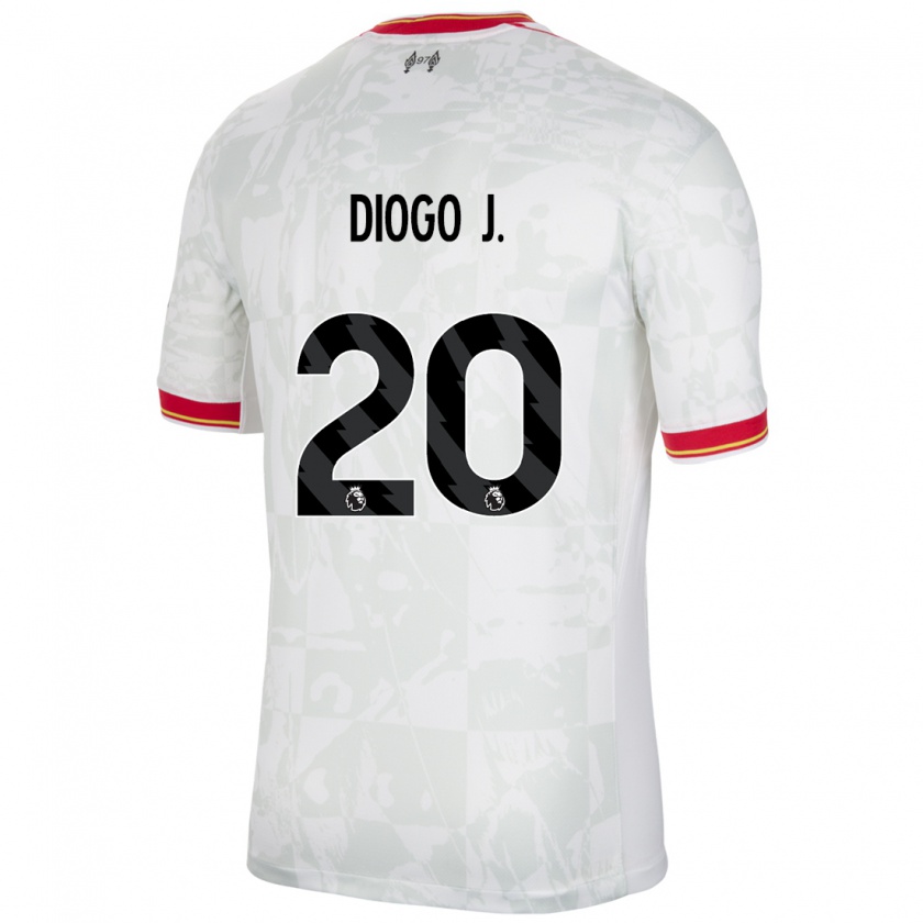 Kandiny Kinderen Diogo Jota #20 Wit Rood Zwart Thuisshirt Derde Tenue 2024/25 T-Shirt