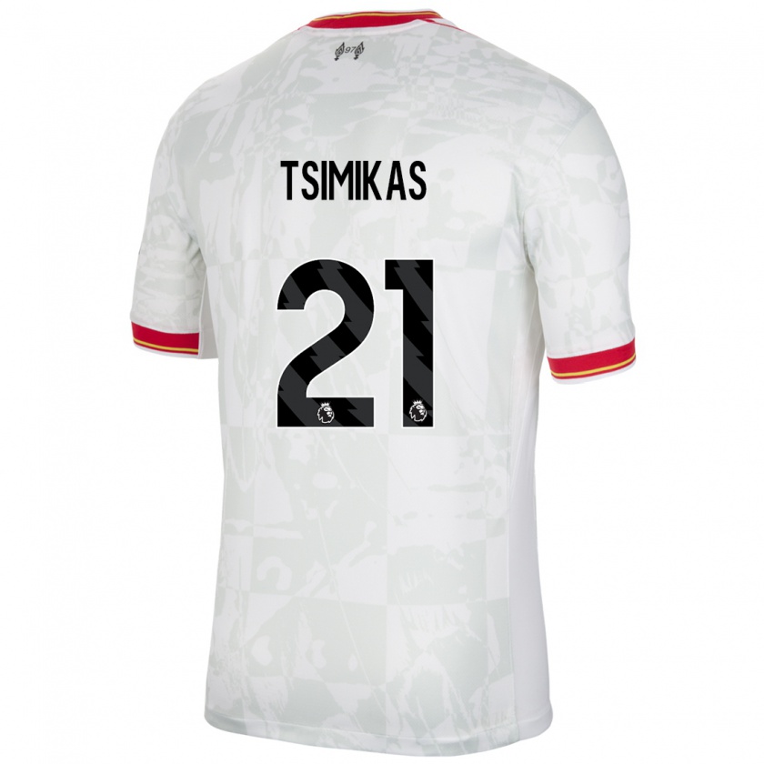 Kandiny Kinderen Konstantinos Tsimikas #21 Wit Rood Zwart Thuisshirt Derde Tenue 2024/25 T-Shirt