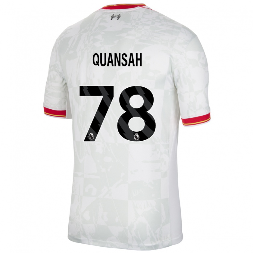 Kandiny Bambino Maglia Jarell Quansah #78 Bianco Rosso Nero Kit Gara Third 2024/25 Maglietta