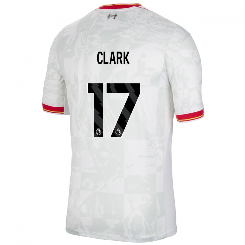 Kandiny Niño Camiseta Jenna Clark #17 Blanco Rojo Negro Equipación Tercera 2024/25 La Camisa