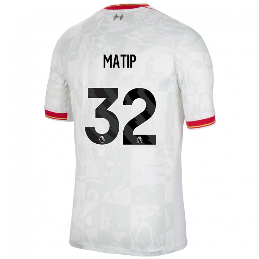 Kandiny Niño Camiseta Joel Matip #32 Blanco Rojo Negro Equipación Tercera 2024/25 La Camisa